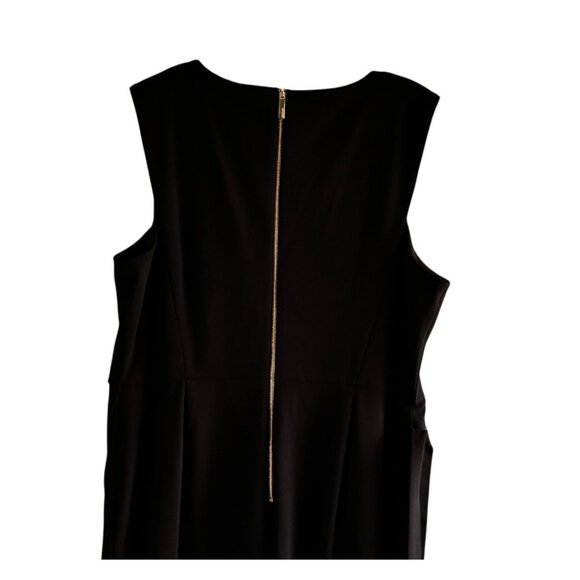 Calvin Klein Size 16 Elegant Stretch Belted Jumpsuit Gold Chain Neck Black - Picture 5 of 8